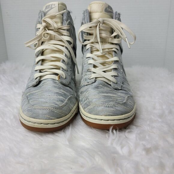 Rare Nike Dunk Sky Hi Sneaker Wedge Size 8 Premium Silver Sail  585560-101 2013 - Picture 2 of 8
